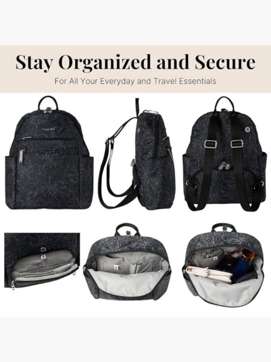 Anti-theft Travel Backpack Slash-Resistant Nylon Daypack RFID Locking Zippers